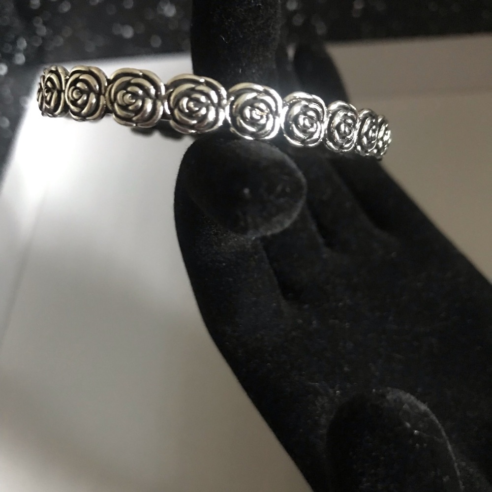 Vintage style Sterling Silver Rose Link Bracelet
